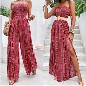 Couture Gypsy Red Patterned Jumpsuit